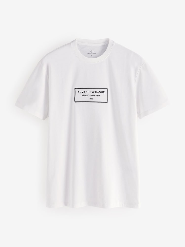 Alb - Tricou cu model grafic Armani Exchange - Imaginea 4 din 4