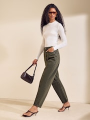 Friends Like These Khaki Green Denim Barrel Jeans - Image 2 of 5