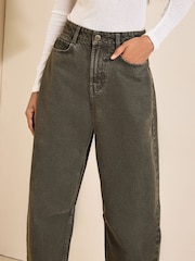 Friends Like These Khaki Green Denim Barrel Jeans - Image 3 of 5