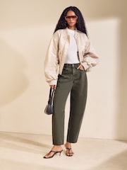 Friends Like These Khaki Green Denim Barrel Jeans - Image 4 of 5