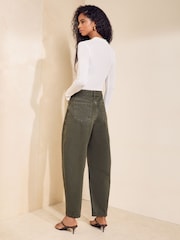 Friends Like These Khaki Green Denim Barrel Jeans - Image 5 of 5