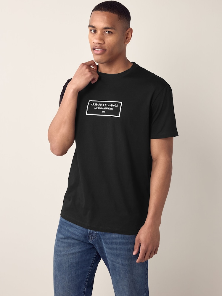 Черный - Футболка с принтом Armani Exchange - Image 1 of 4