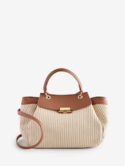 Armani Exchange Raffia Style Large Brown Bag - Image 1 of 6
