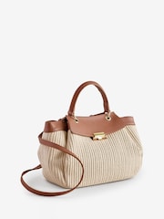 Armani Exchange Raffia Style Large Brown Bag - Image 2 of 6