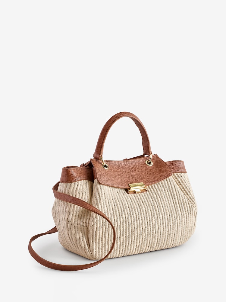 Armani Exchange Raffia Style Large Brown Bag - Image 2 of 6