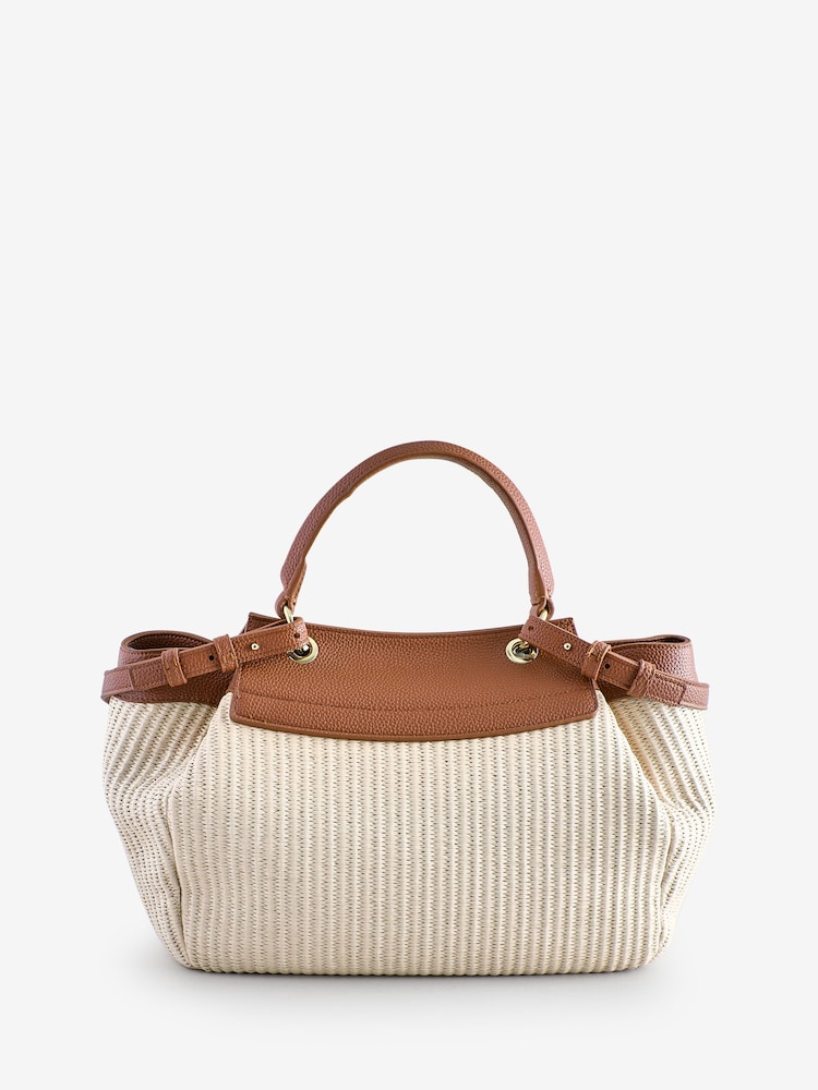 Armani Exchange Raffia Style Large Brown Bag - Image 3 of 6