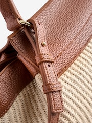 Armani Exchange Raffia Style Large Brown Bag - Image 5 of 6