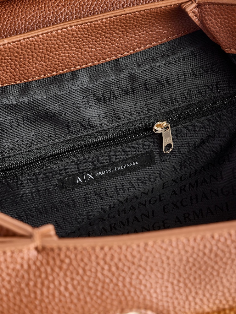 Armani Exchange Raffia Style Large Brown Bag - Image 6 of 6