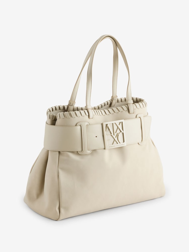 Armani Exchange Cream  Large Shopping Bag - Image 5 of 5