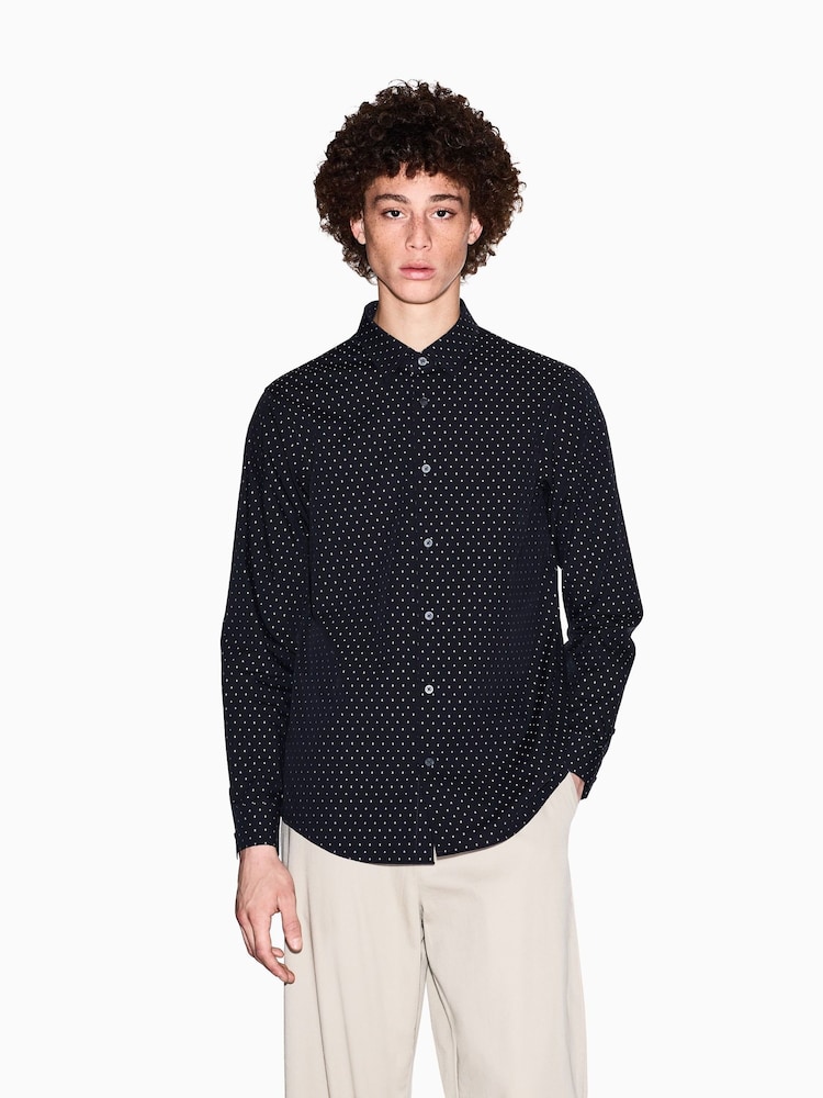 Armani Exchange Logo Print Blue 100% Cotton Shirt - Image 1 of 6