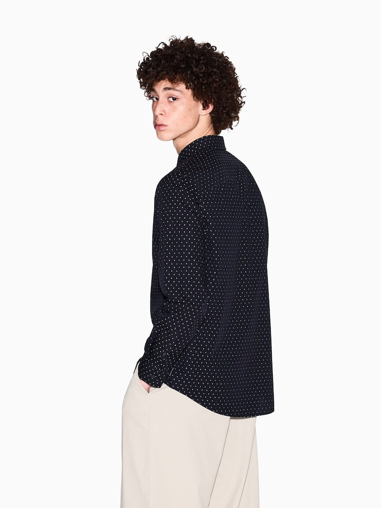 Armani Exchange Logo Print Blue 100% Cotton Shirt - Image 2 of 6