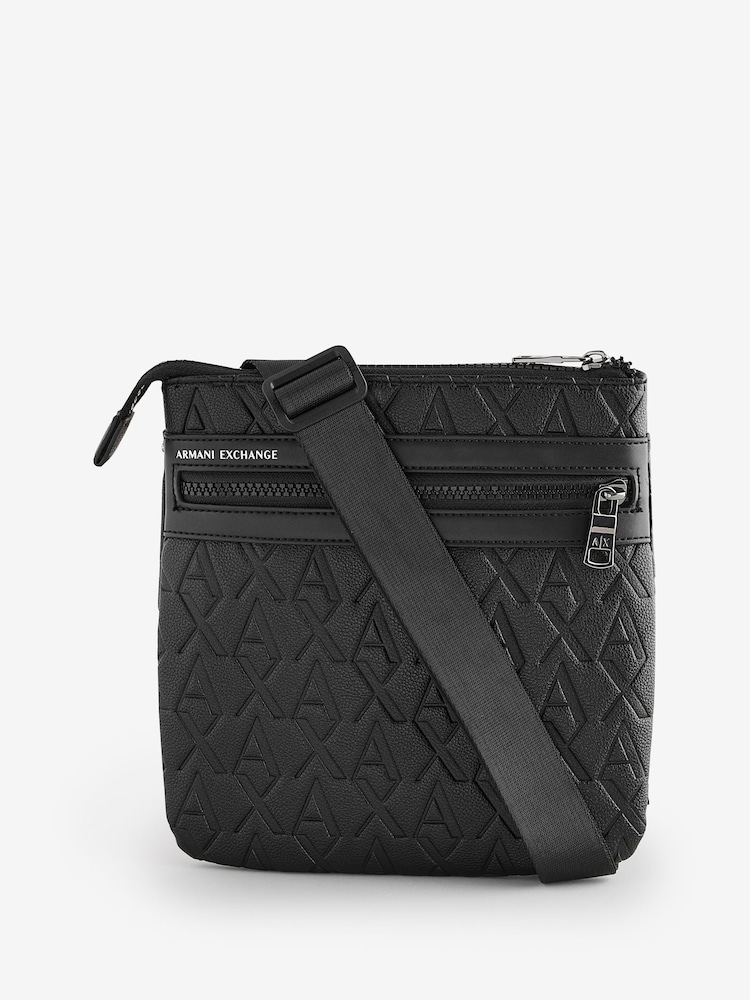 Armani Exchange Embroidered Print Messenger Black  Bag - Image 1 of 5