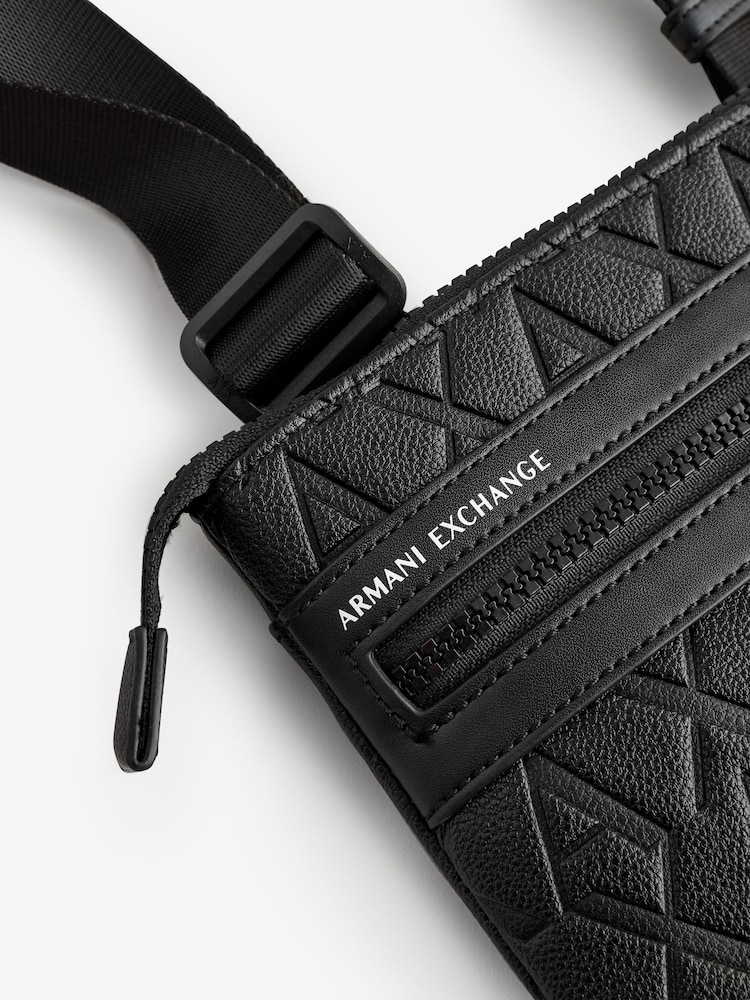 Armani Exchange Embroidered Print Messenger Black  Bag - Image 3 of 5