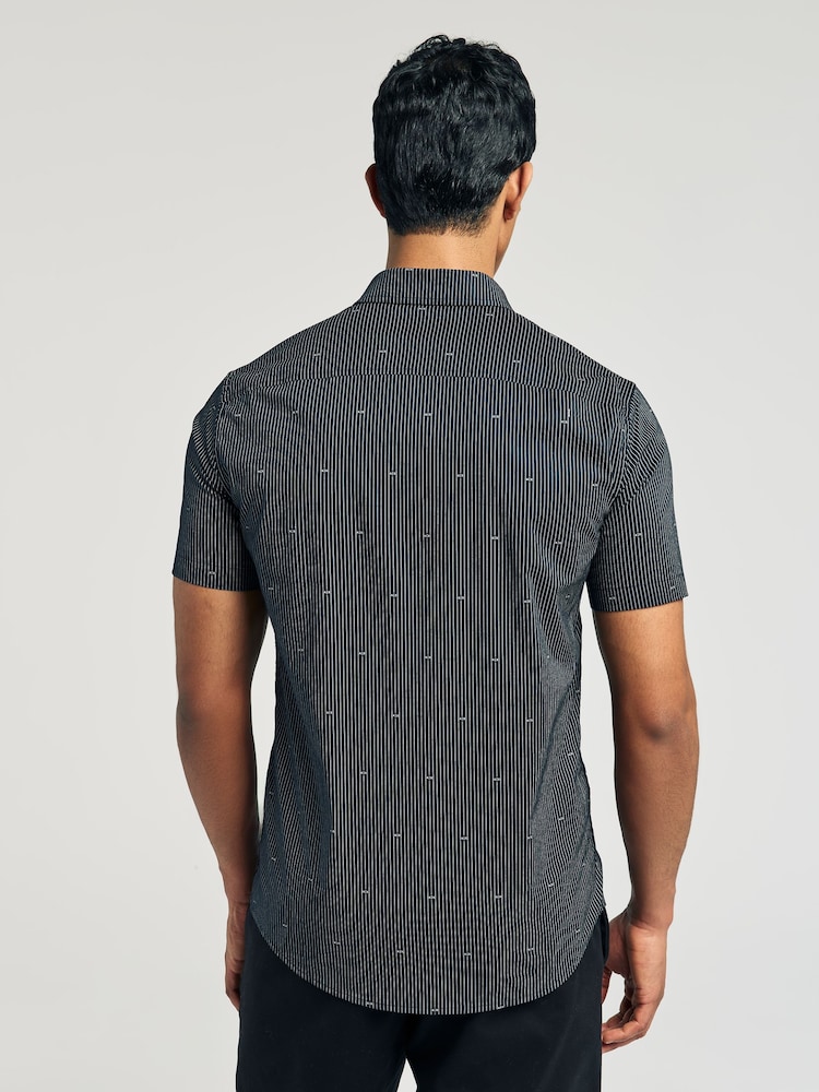 Armani Exchange Blue Pinstripe Logo Print Shirt - Image 2 of 4