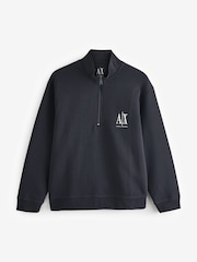 Armani Exchange Blue Quarter Zip Logo Sweashirt - Image 1 of 1