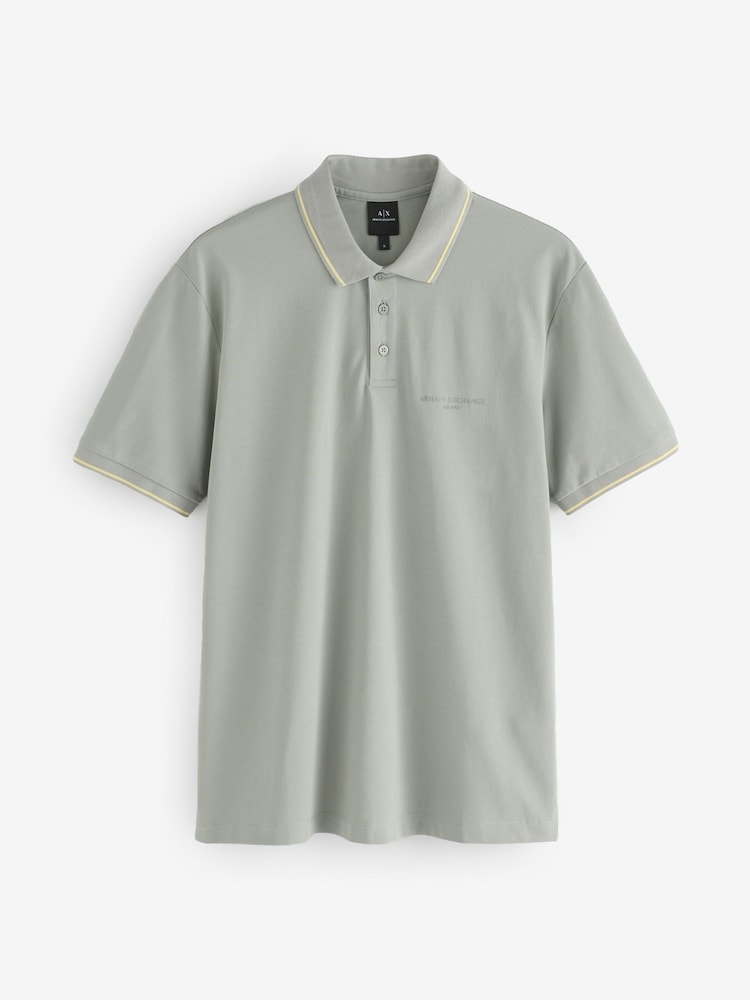 Armani Exchange Tipped Grey Polo Shirt - Image 1 of 1