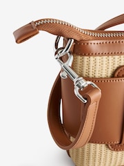Armani Exchange Raffia Style Buckle Logo Shoulder Brown Bag - Image 5 of 5