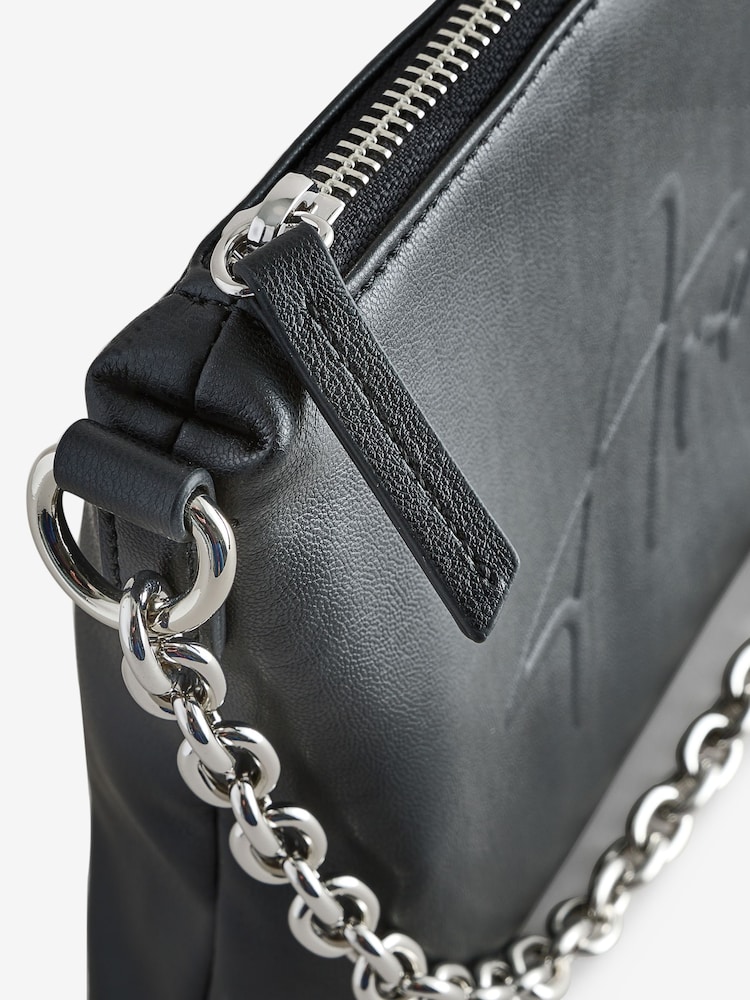 Armani Exchange Soft Large Logo Shoulder Black Bag - Image 3 of 5