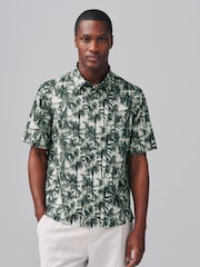 Armani Exchange Green Printed Short Sleeves 100% Cotton Shirt - Image 1 of 5