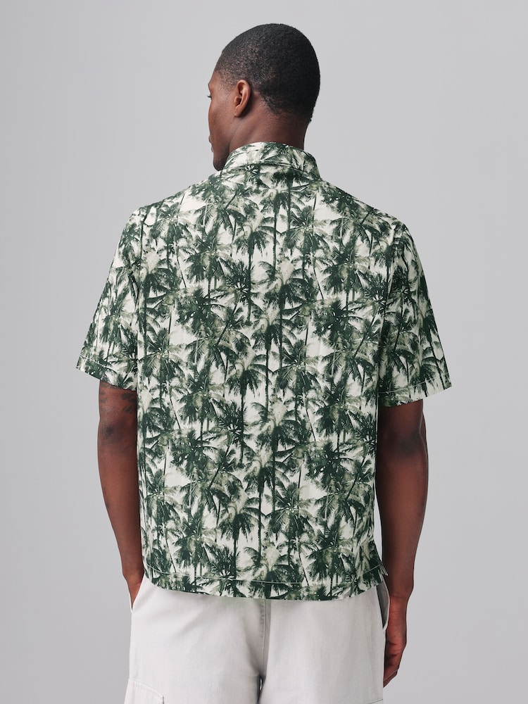 Armani Exchange Green Printed Short Sleeves 100% Cotton Shirt - Image 2 of 5