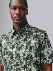 Armani Exchange Green Printed Short Sleeves 100% Cotton Shirt - Image 3 of 5