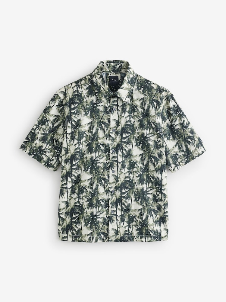 Armani Exchange Green Printed Short Sleeves 100% Cotton Shirt - Image 5 of 5