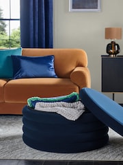 Soft Velvet Navy Blue Stella Storage Coffee Table - Image 2 of 7