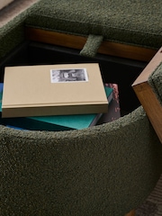 Casual Boucle Olive Green Ashton Upholstered Large Storage Stool - Image 3 of 8