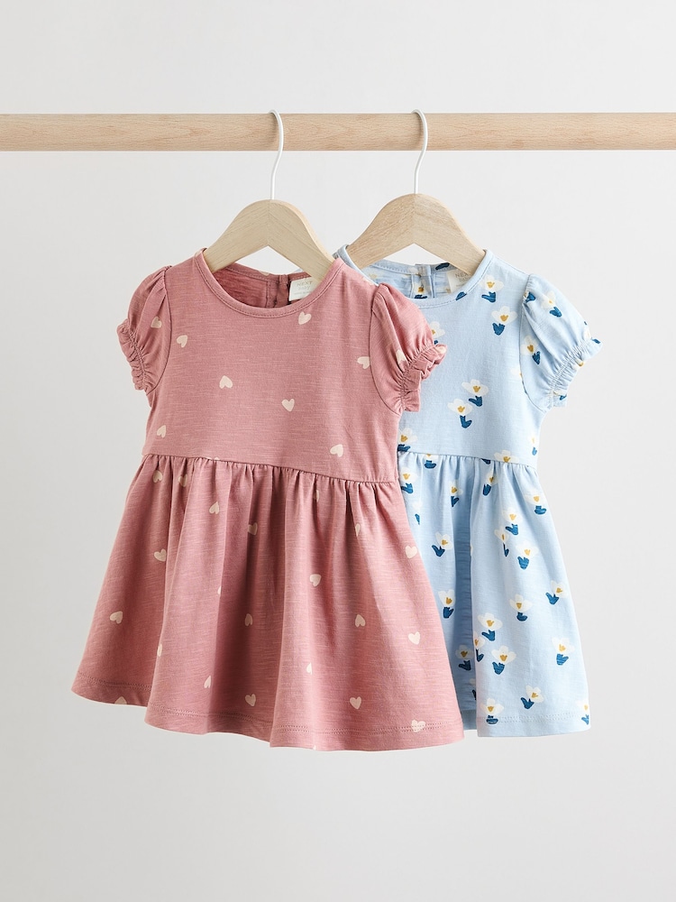 Blue/ Mauve Purple Jersey Baby Dresses 2 Pack (0mths-3yrs) - Image 1 of 11