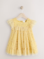 Yellow Floral Mesh Baby Dress (0mths-2yrs) - Image 1 of 6