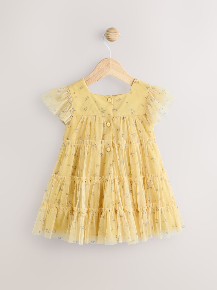 Yellow Floral Mesh Baby Dress (0mths-2yrs) - Image 2 of 6