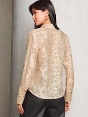 Lipsy Champagne Gold Long Sleeve Button Through Shirt - Image 2 of 4