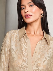 Lipsy Champagne Gold Long Sleeve Button Through Shirt - Image 4 of 4