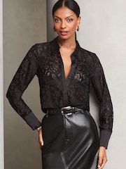 Lipsy Black Petite Long Sleeve Button Through Shirt - Image 1 of 4