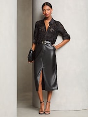 Lipsy Black Petite Long Sleeve Button Through Shirt - Image 3 of 4