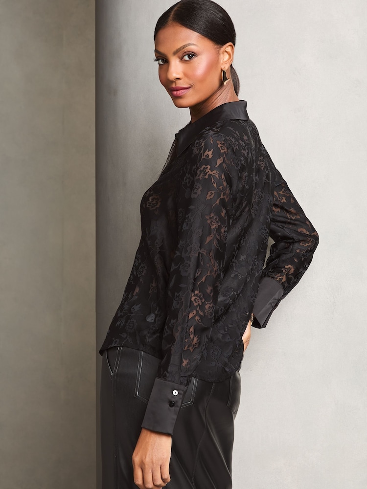 Lipsy Black Petite Long Sleeve Button Through Shirt - Image 4 of 4