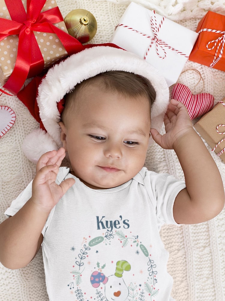 Star Editions Personalised Snowdog First Christmas White Babygrow - Image 1 of 3