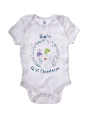 Star Editions Personalised Snowdog First Christmas White Babygrow - Image 3 of 3