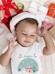 Star Editions Personalised Snowglobe First Christmas White Babygrow - Image 1 of 3