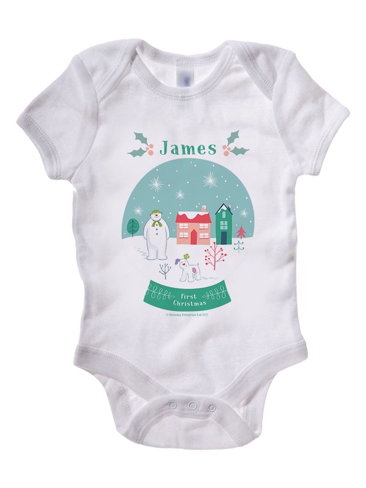 Star Editions Personalised Snowglobe First Christmas White Babygrow - Image 3 of 3
