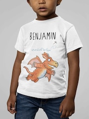 Star Editions Childrens Blue Personalised Up and Off He Flew Zog 100% Cotton T-Shirt - Image 1 of 3