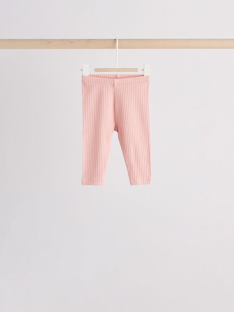 Pink/ Sage Green/ White Floral Printed Character Baby Tops and Leggings 6 Pack Set - Image 10 of 13
