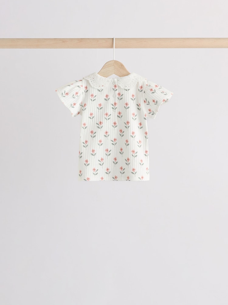 Pink/ Sage Green/ White Floral Printed Character Baby Tops and Leggings 6 Pack Set - Image 5 of 13
