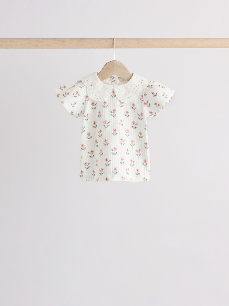 Pink/ Sage Green/ White Floral Printed Character Baby Tops and Leggings 6 Pack Set - Image 7 of 13