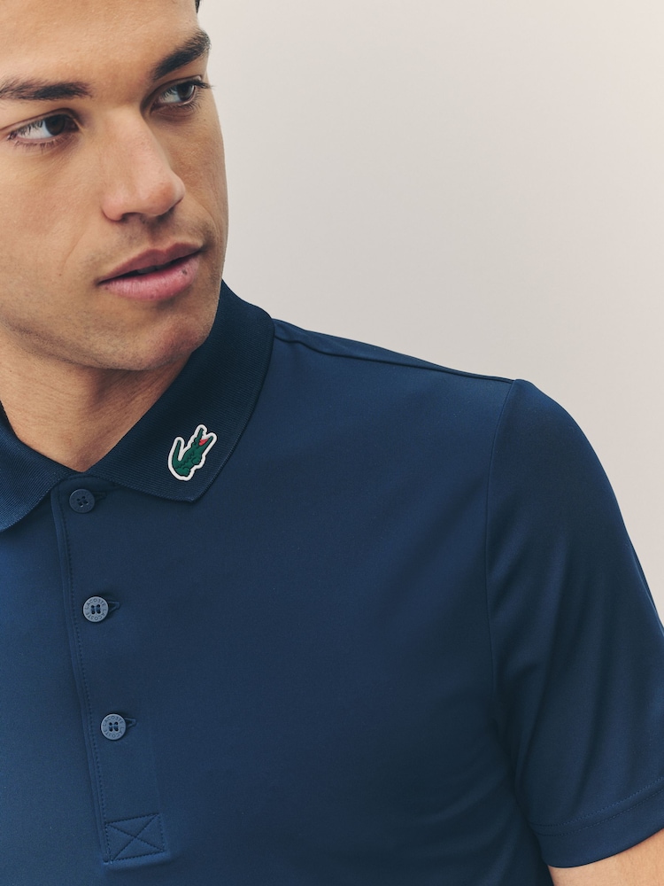 Albastru - Tricou polo de golf Lacoste cu croială clasică și protecție UV - Image 4 of 6
