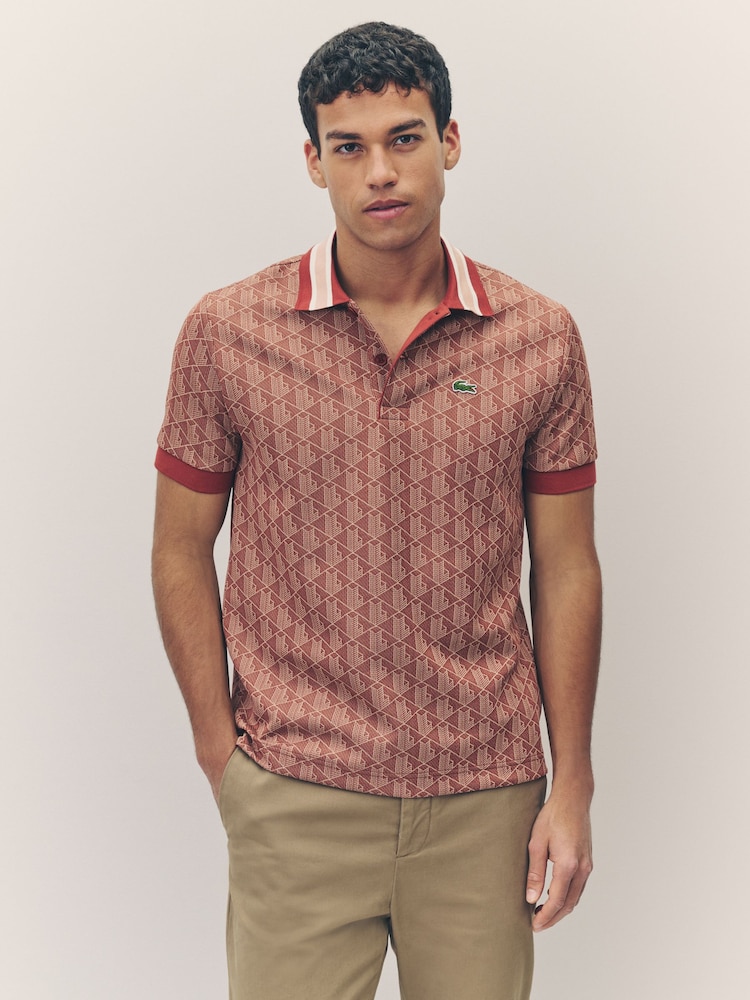 Lacoste Classic Fit Monogram Jacquard Polo Shirt - Image 1 of 8