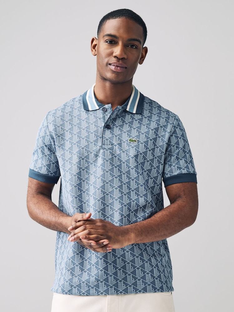 Lacoste Classic Fit Monogram Jacquard Polo Shirt - Image 1 of 6