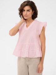 Kaffe Pink KAvalerie Ruffle Peplum Blouse - Image 1 of 6