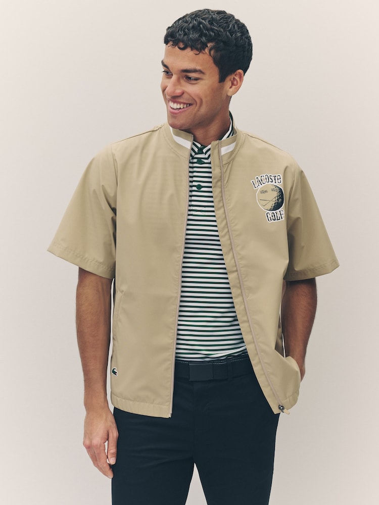 Lacoste Breathable Stretch Golf Brown Windbreaker - Image 1 of 4