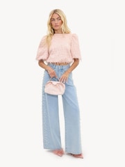 LOAVIES Pink Flare Of Magic Pink Top With Sequins And Fringe - Image 4 of 4